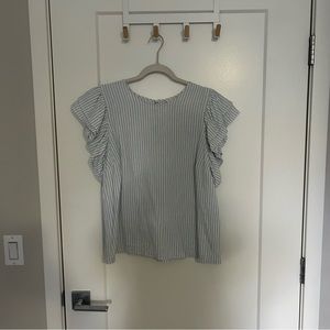 Blue and White Striped Blouse